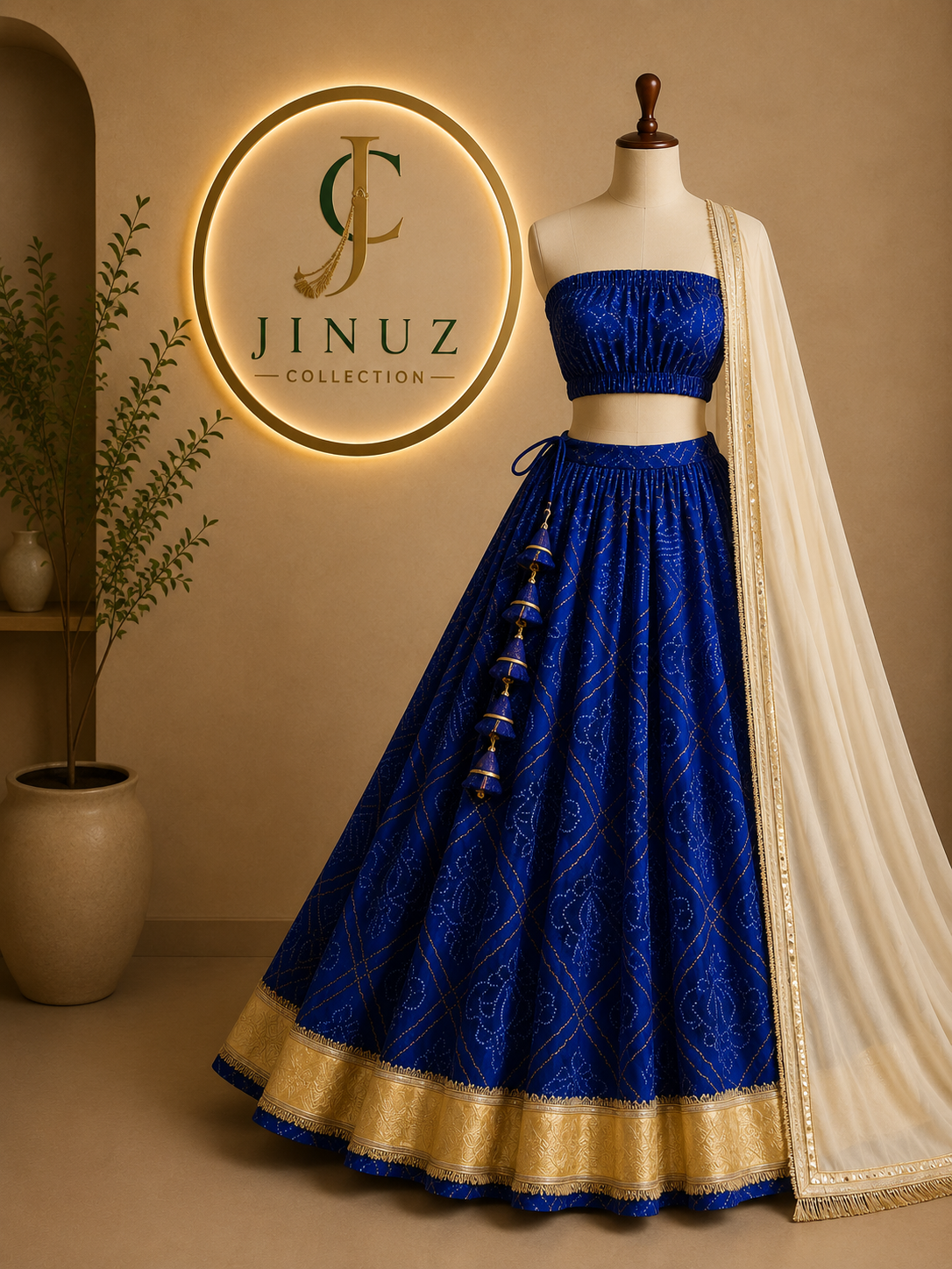 Blue Bandhni Lehenga