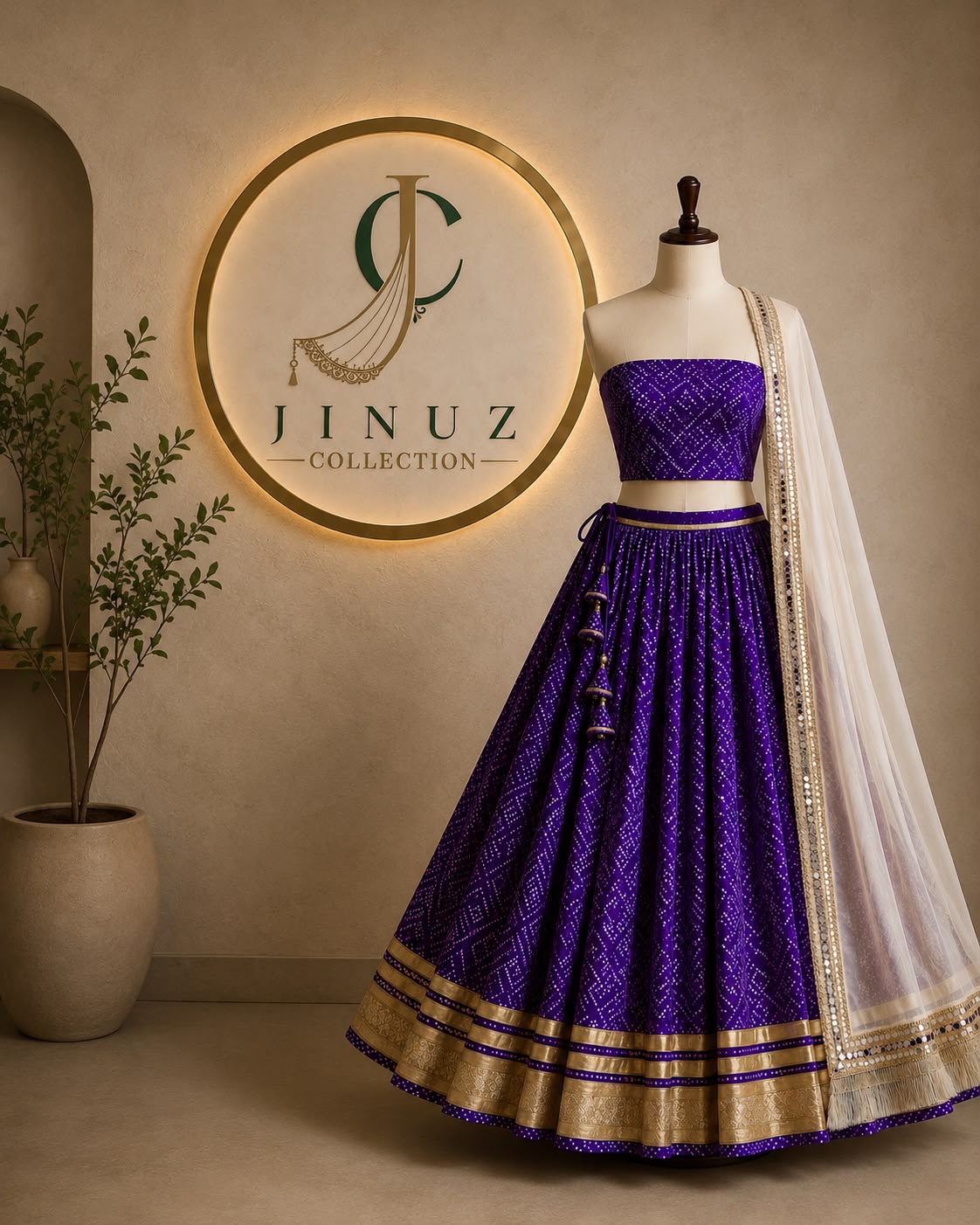Purple Bandhani Lehenga